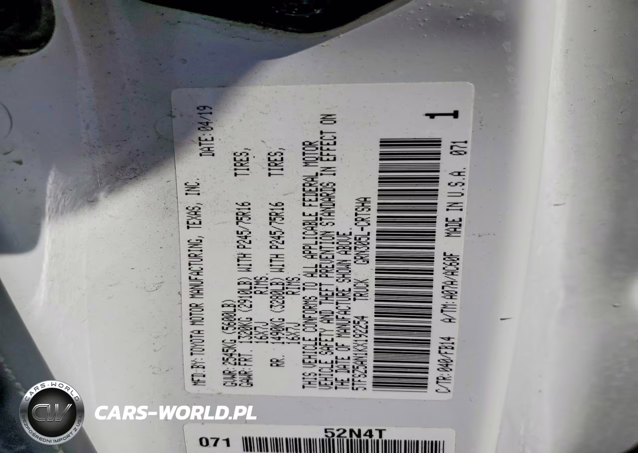 2019 Toyota Tacoma Sr V6 VIN:5TFSZ5AN1KX192254 - 12