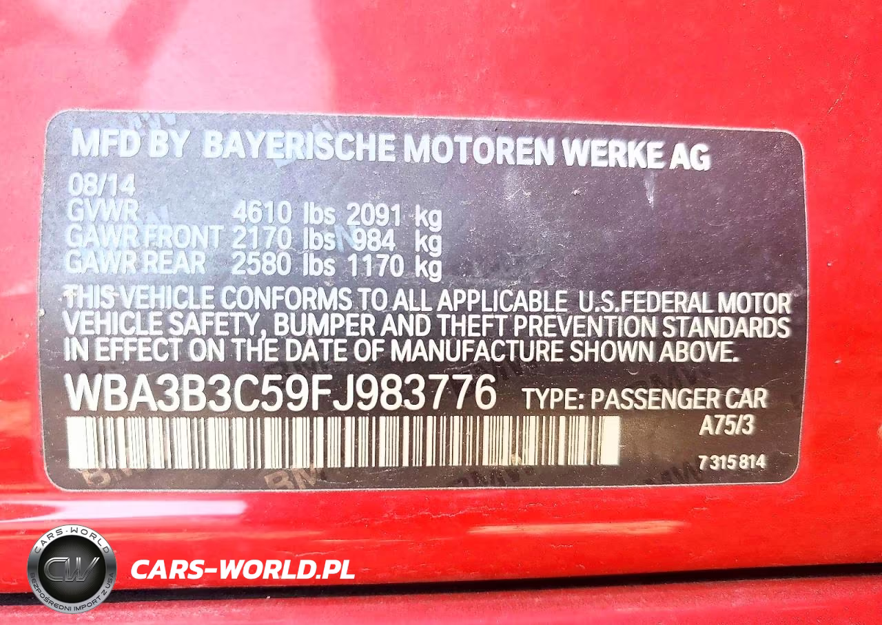 2015 BMW 328 Xi VIN:WBA3B3C59FJ983776 - 12