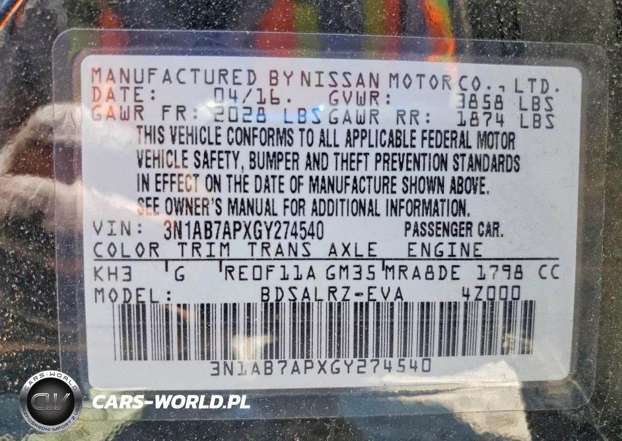 2016 Nissan Sentra Sr VIN:3N1AB7APXGY274540 - 12