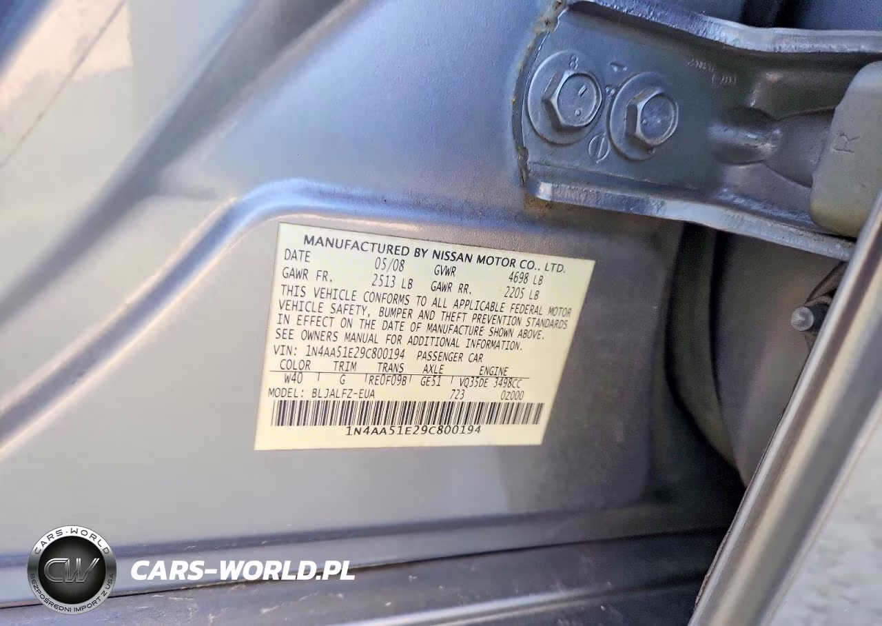 2009 Nissan Maxima 3.5 S VIN:1N4AA51E29C800194 - 12