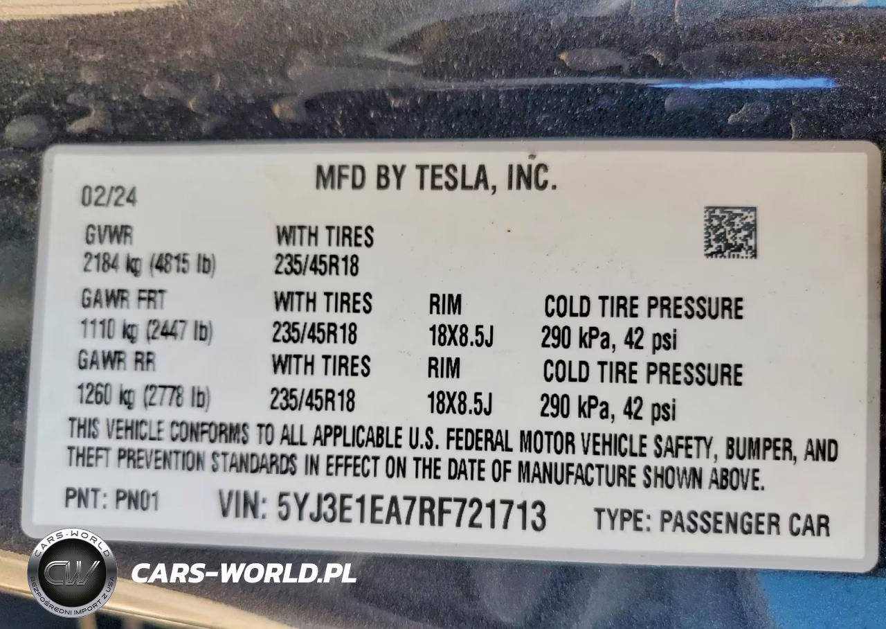 2024 Tesla Model 3 VIN:5YJ3E1EA7RF721713 - 12