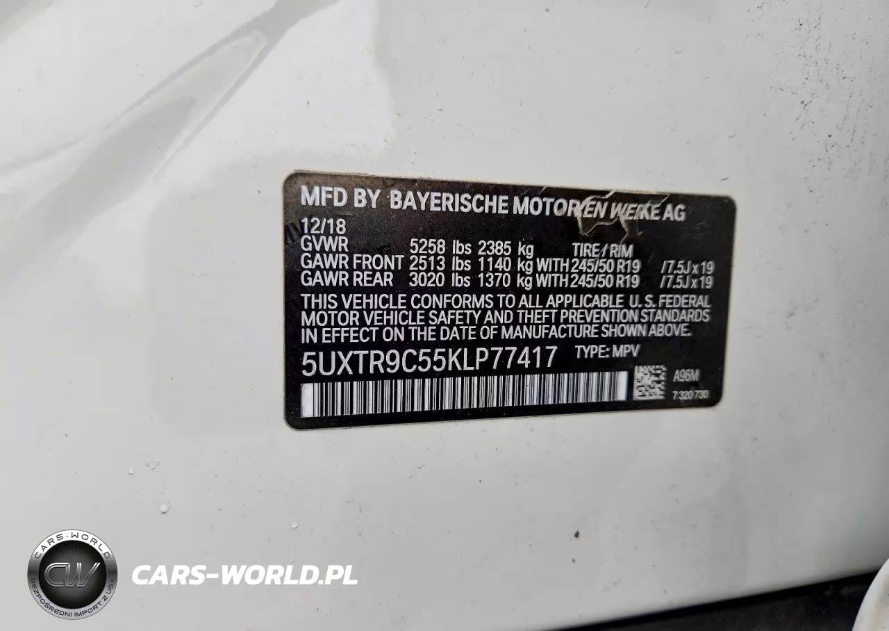 2019 BMW X3 xDrive30I VIN:5UXTR9C55KLP77417 - 13