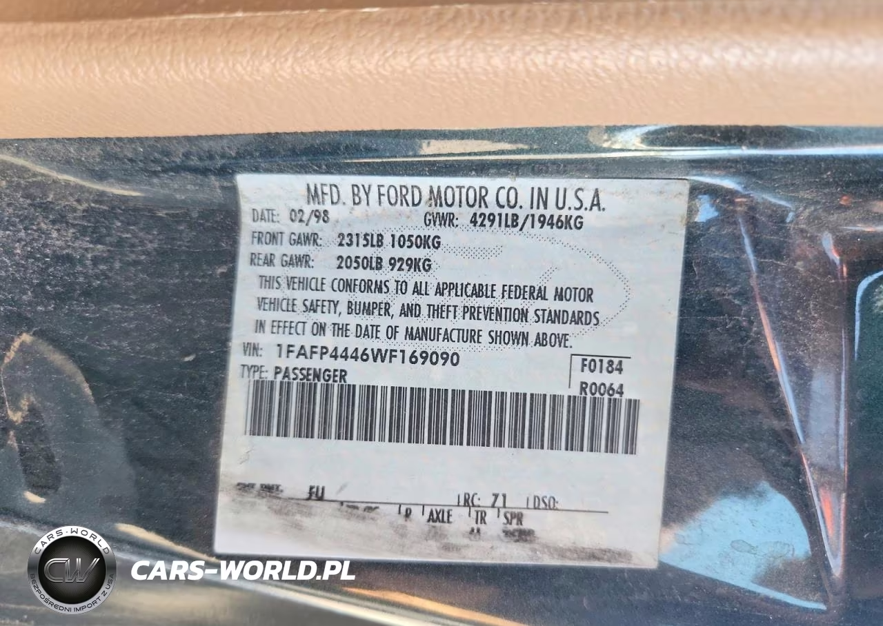 1998 Ford Mustang VIN:1FAFP4446WF169090 - 12