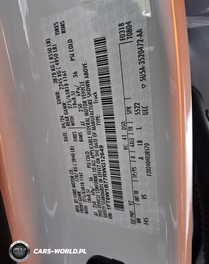 2024 Ford F150 Lightning Pro VIN:1FT6W1B77RWG12649 - 12