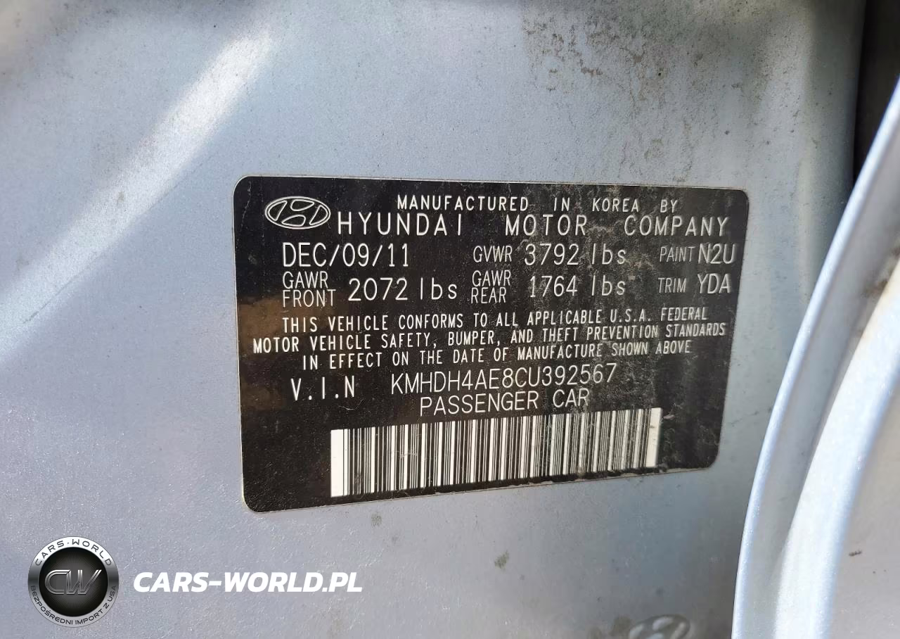 2012 Hyundai Elantra Gls VIN:KMHDH4AE8CU392567 - 12