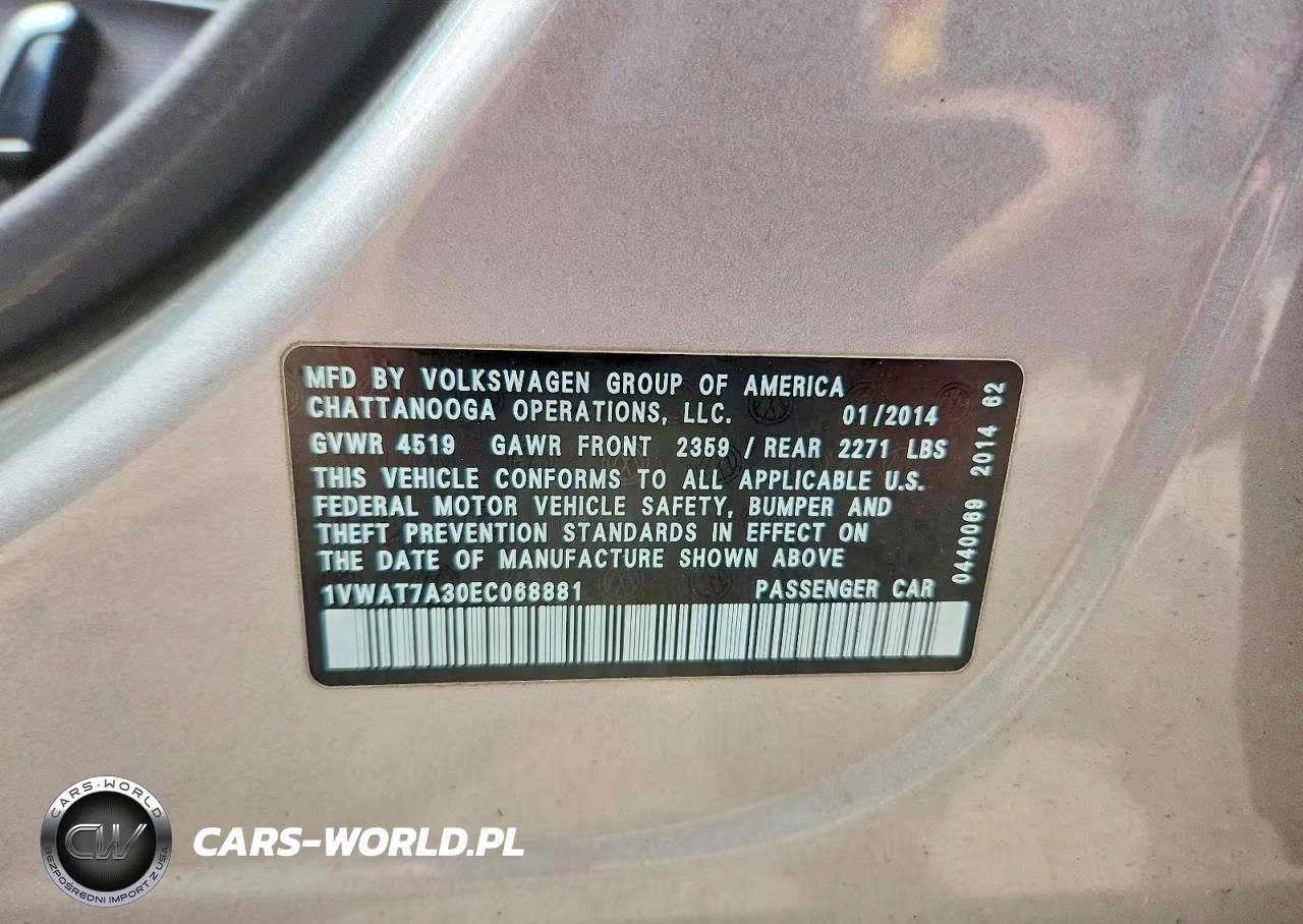 2014 Volkswagen Passat S VIN:1VWAT7A30EC068881 - 12
