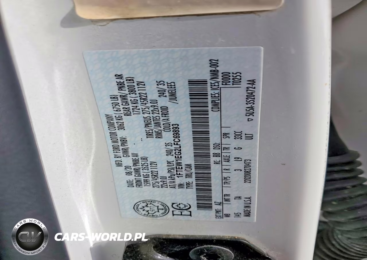 2020 Ford F150 Supercrew VIN:1FTEW1EG2LFC69893 - 12