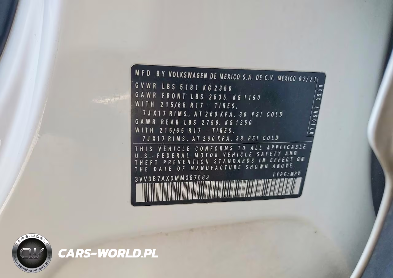 2021 Volkswagen Tiguan Se VIN:3VV3B7AX0MM087589 - 13