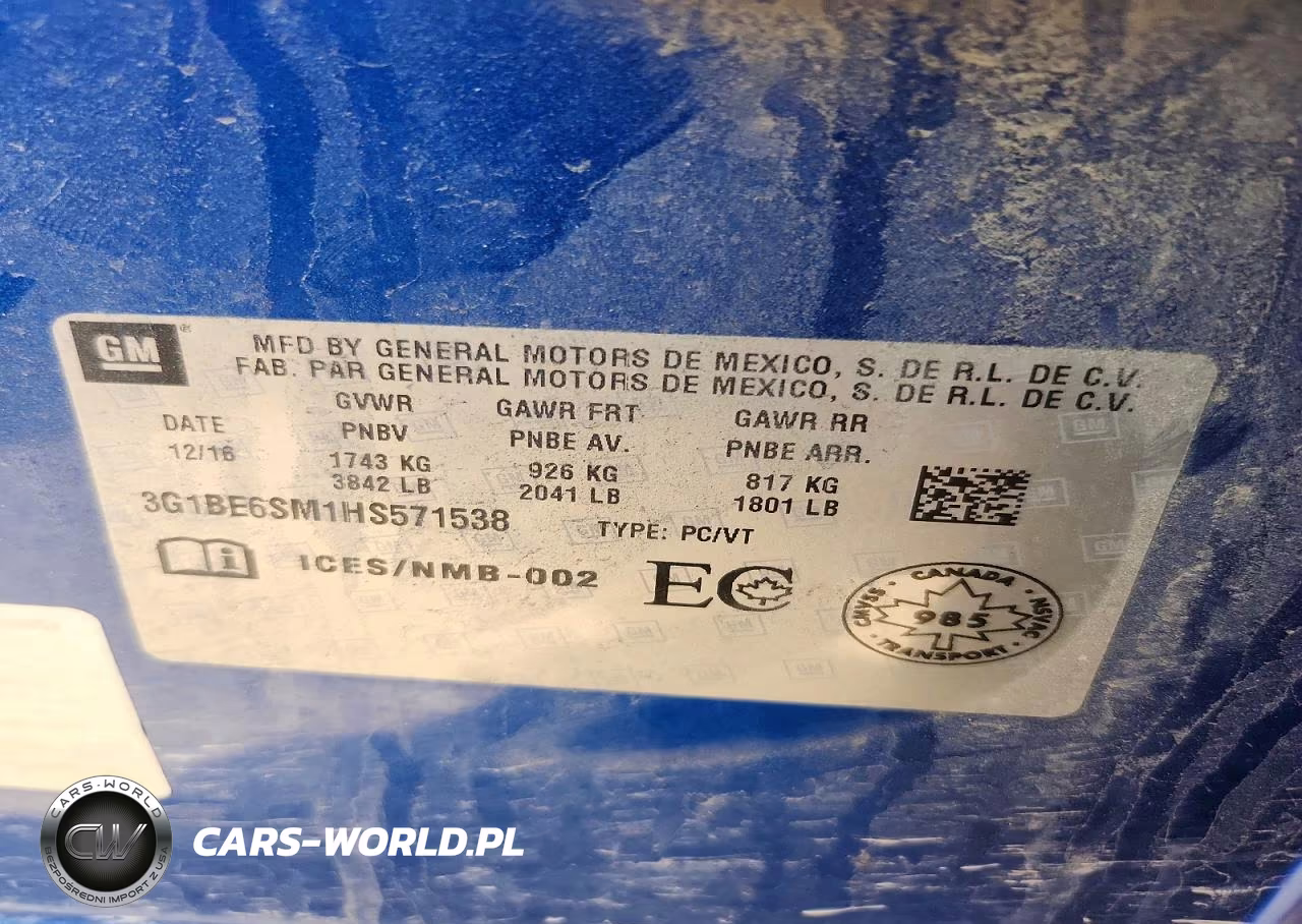 2017 Chevrolet Cruze Lt VIN:3G1BE6SM1HS571538 - 13