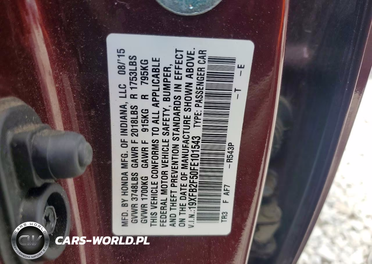 2015 Honda Civic Lx VIN:19XFB2F50FE101543 - 12