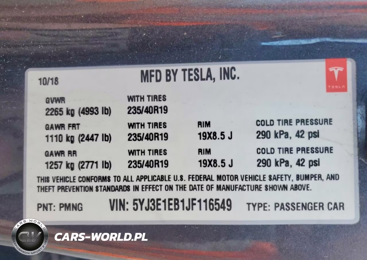 2018 Tesla Model 3 VIN:5YJ3E1EB1JF116549 - 12