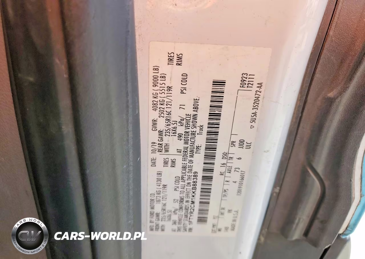 2019 Ford Transit T-250 VIN:1FTYR2CM1KKB88389 - 12