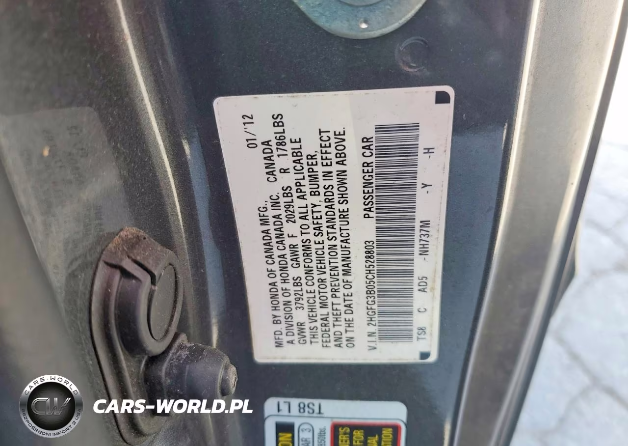 2012 Honda Civic Exl VIN:2HGFG3B05CH528803 - 12