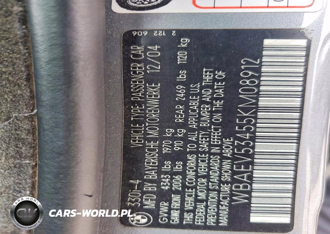 2005 BMW 330 I VIN:WBAEV53455KM08912 - 12