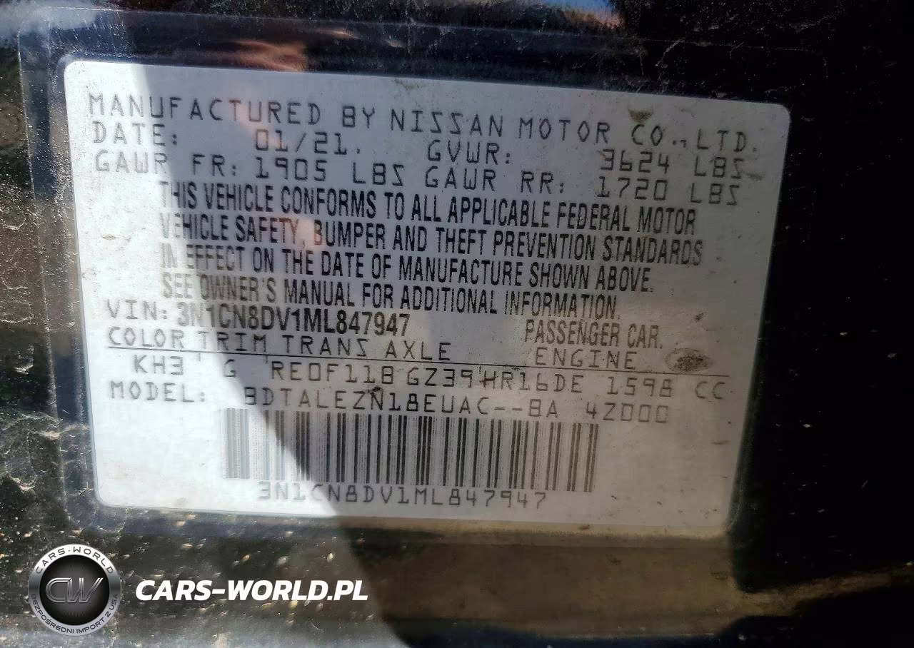 2021 Nissan Versa S VIN:3N1CN8DV1ML847947 - 12