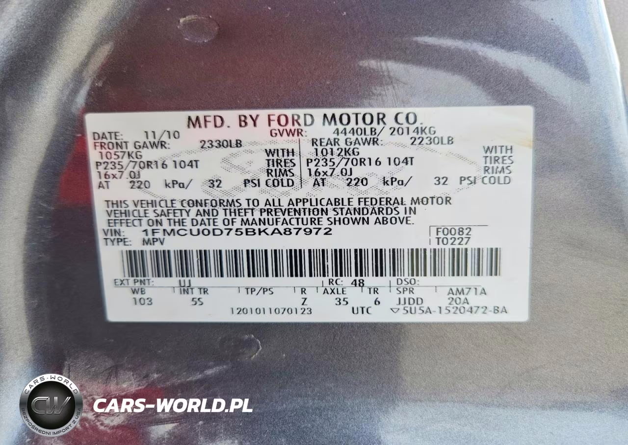 2011 Ford Escape Xlt VIN:1FMCU0D75BKA87972 - 13