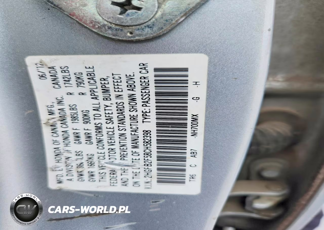2012 Honda Civic Lx VIN:2HGFB2F58CH582398 - 12
