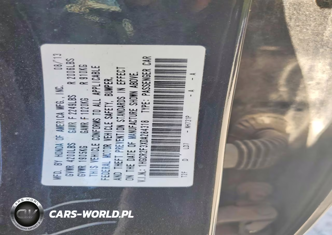 2013 Honda Accord Lx VIN:1HGCR2F3XDA284318 - 12