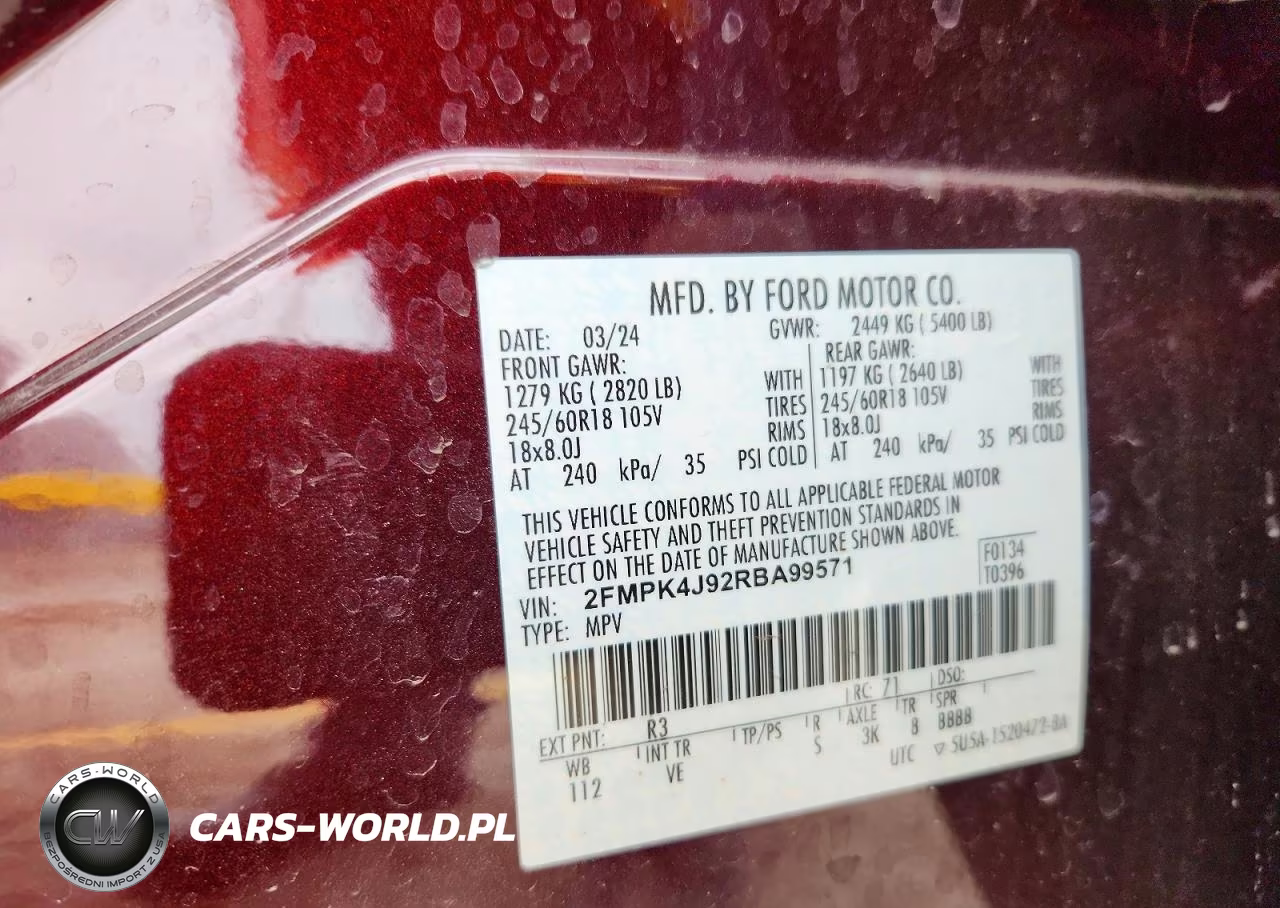 2024 Ford Edge Sel VIN:2FMPK4J92RBA99571 - 13