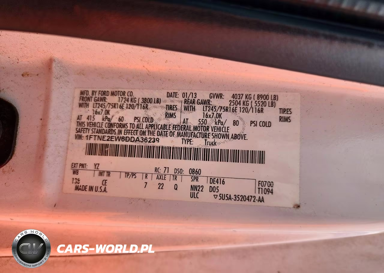 2013 Ford Econoline E250 Van VIN:1FTNE2EW6DDA36239 - 13