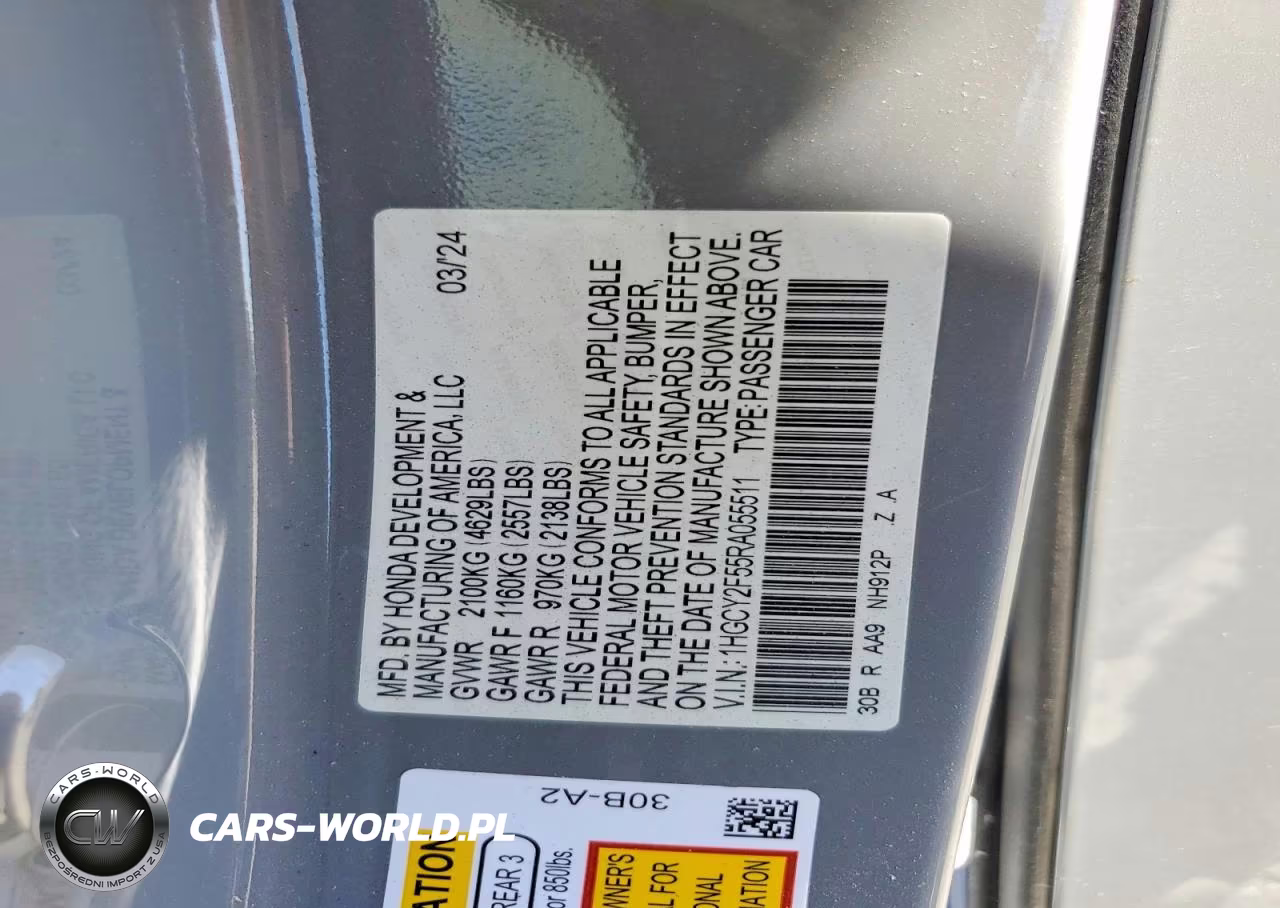 2024 Honda Accord Hybrid Sport VIN:1HGCY2F55RA055511 - 12