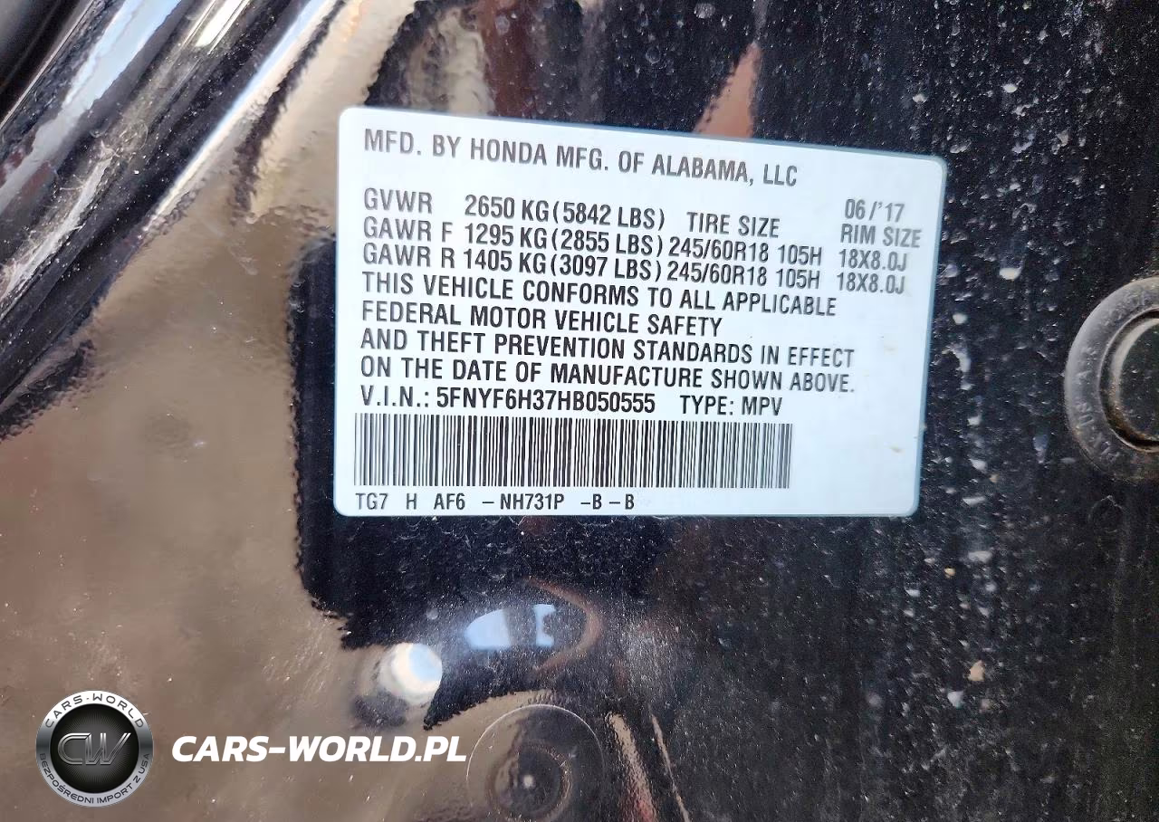 2017 Honda Pilot Ex VIN:5FNYF6H37HB050555 - 12