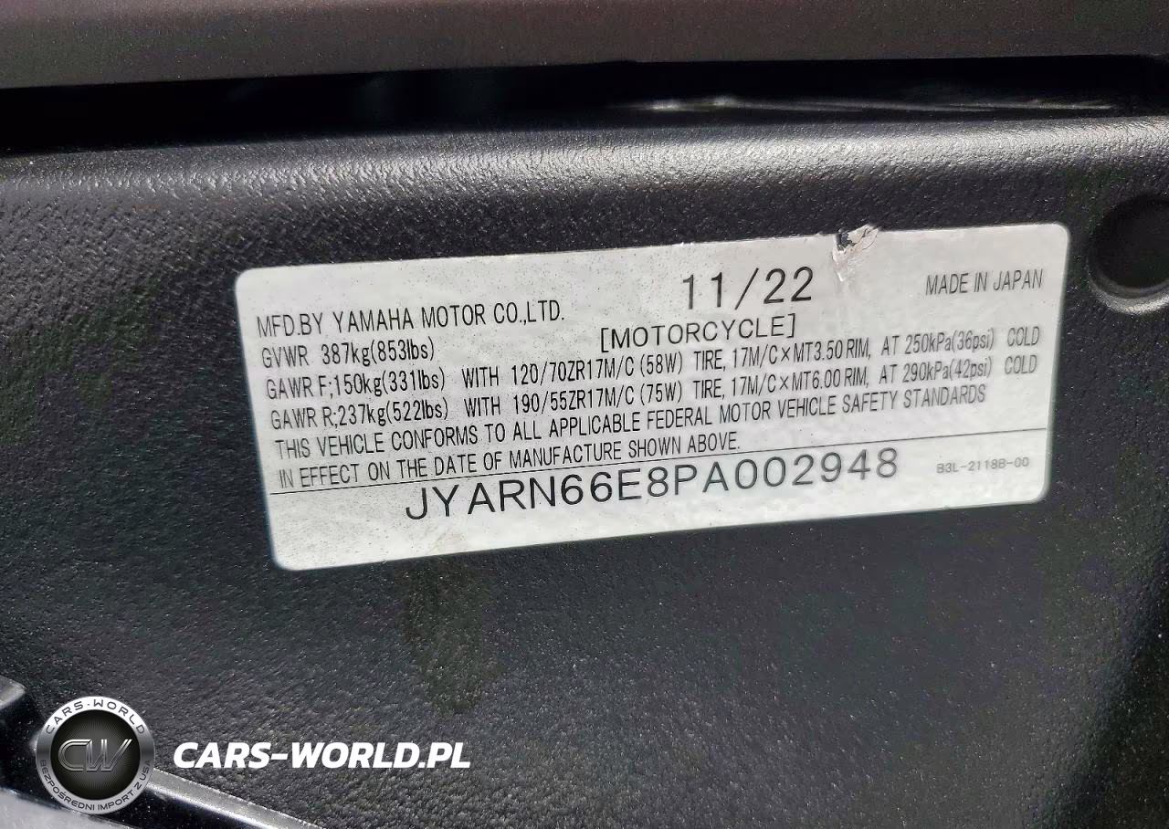 2023 Yamaha Yzfr1 VIN:JYARN66E8PA002948 - 9