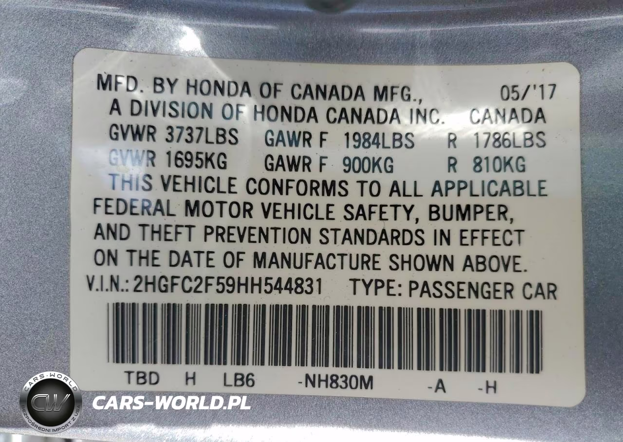 2017 Honda Civic Lx VIN:2HGFC2F59HH544831 - 13