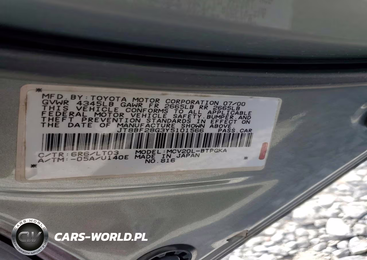 2000 Lexus Es 300 VIN:JT8BF28G3Y5101566 - 12