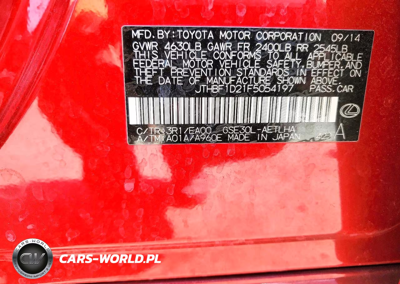 2015 Lexus Is 250 VIN:JTHBF1D21F5054197 - 12