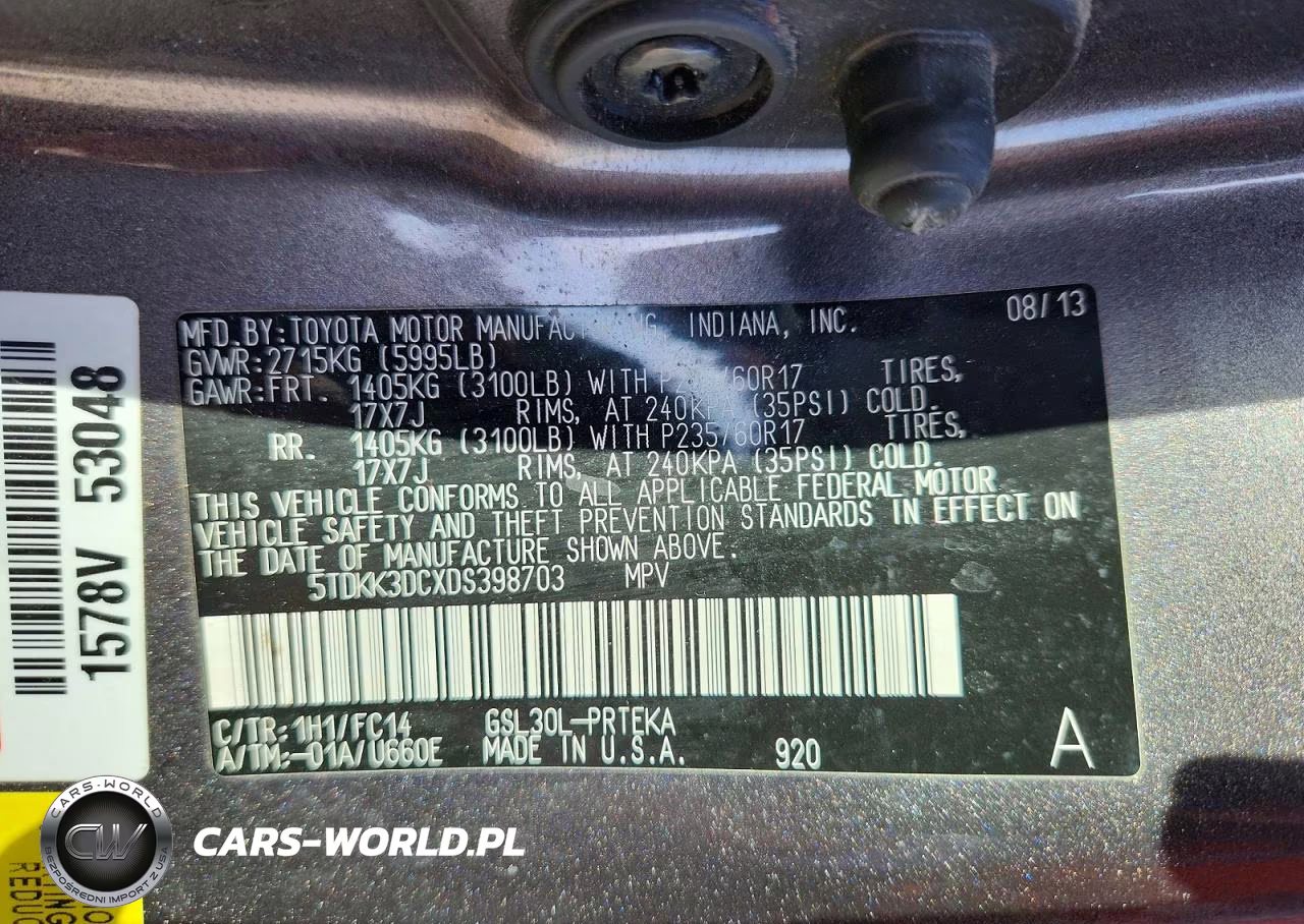 2013 Toyota Sienna Le VIN:5TDKK3DCXDS398703 - 13