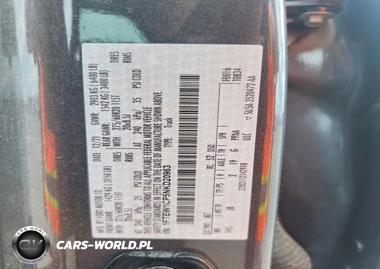 2022 Ford F150 Supercrew VIN:1FTEW1CP5NKD20963 - 12