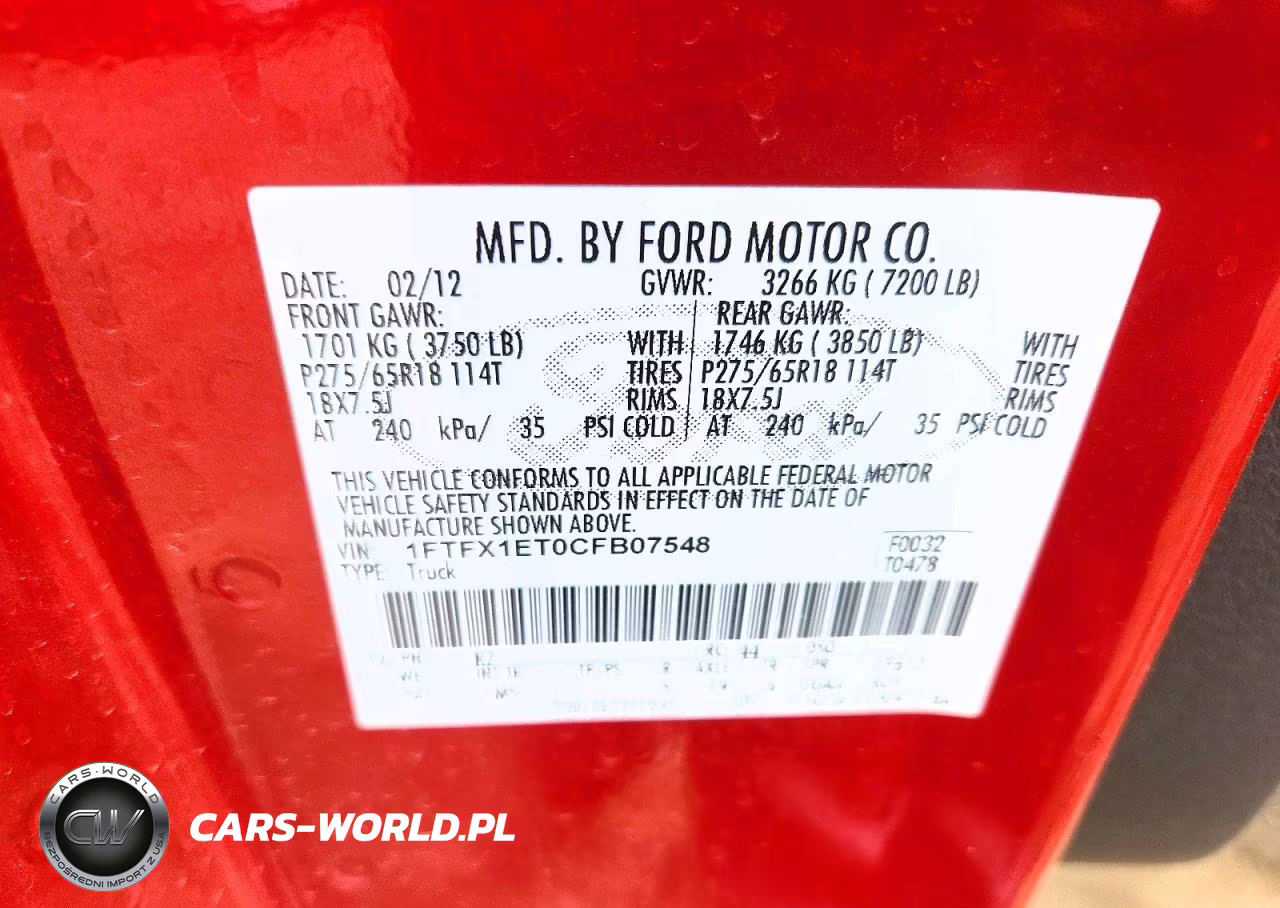 2012 Ford F150 Super Cab VIN:1FTFX1ET0CFB07548 - 12