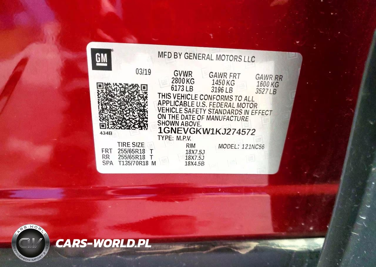 2019 Chevrolet Traverse Lt VIN:1GNEVGKW1KJ274572 - 13