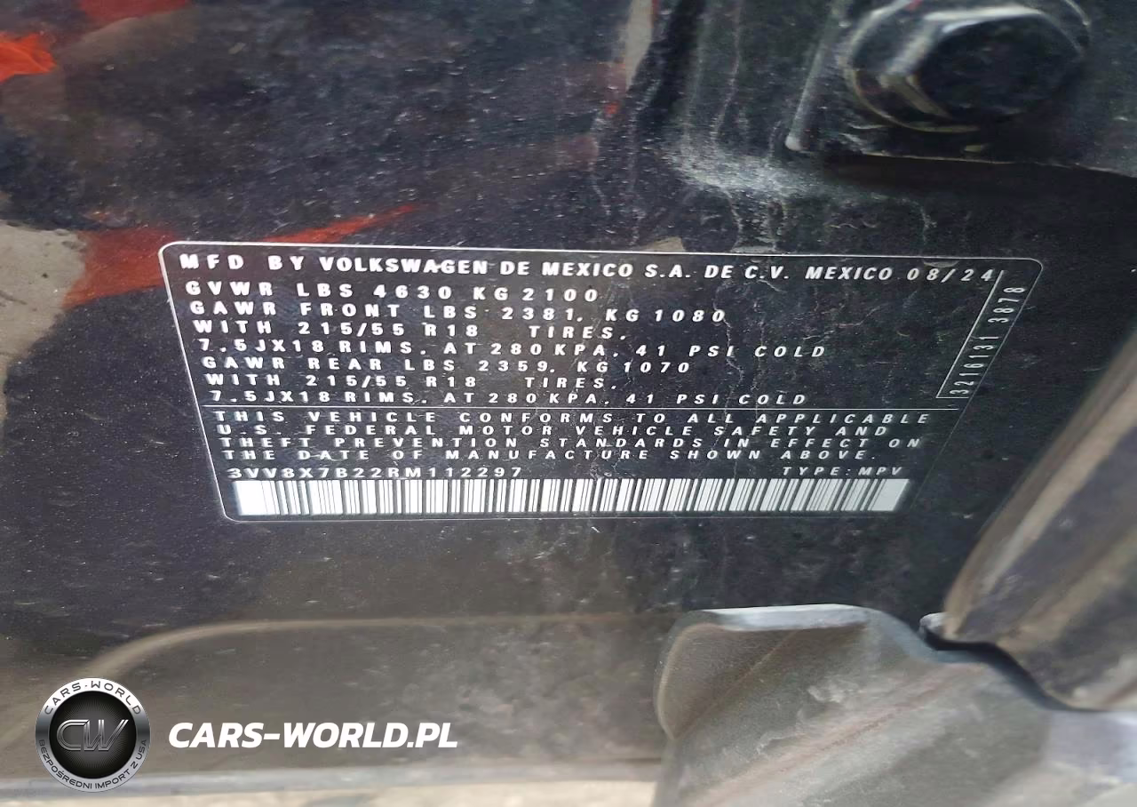 2024 Volkswagen Taos S VIN:3VV8X7B22RM112297 - 13