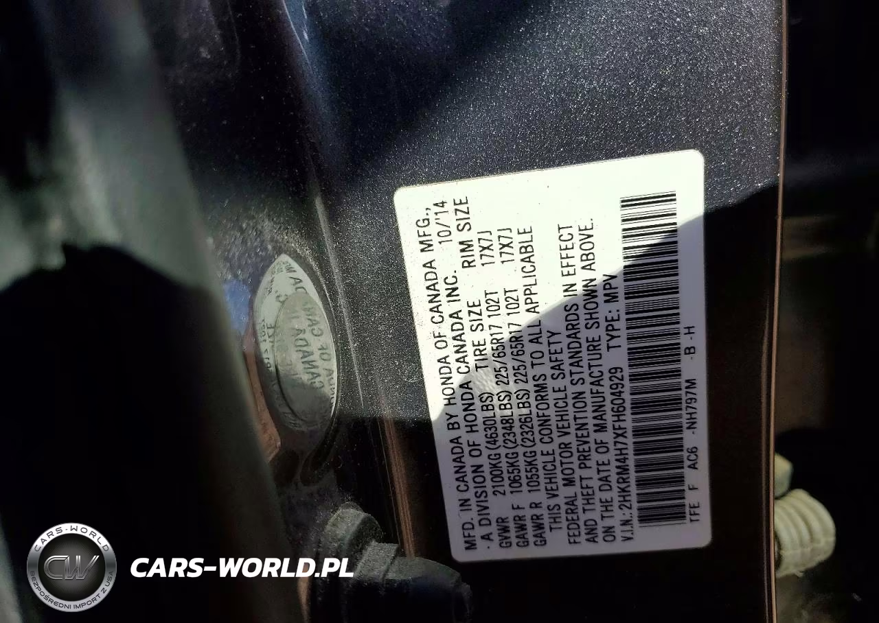2015 Honda Cr-V Exl VIN:2HKRM4H7XFH604929 - 13