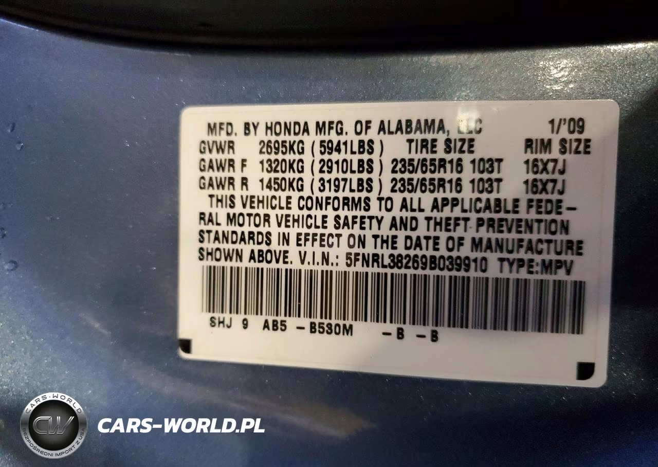 2009 Honda Odyssey Lx VIN:5FNRL38269B039910 - 14