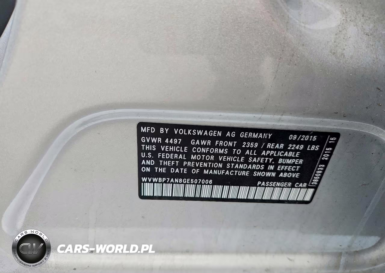 2016 Volkswagen Cc Base VIN:WVWBP7AN8GE507006 - 13