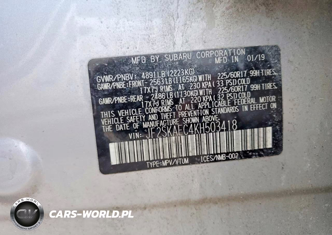 2019 Subaru Forester Premium VIN:JF2SKAEC4KH503418 - 14