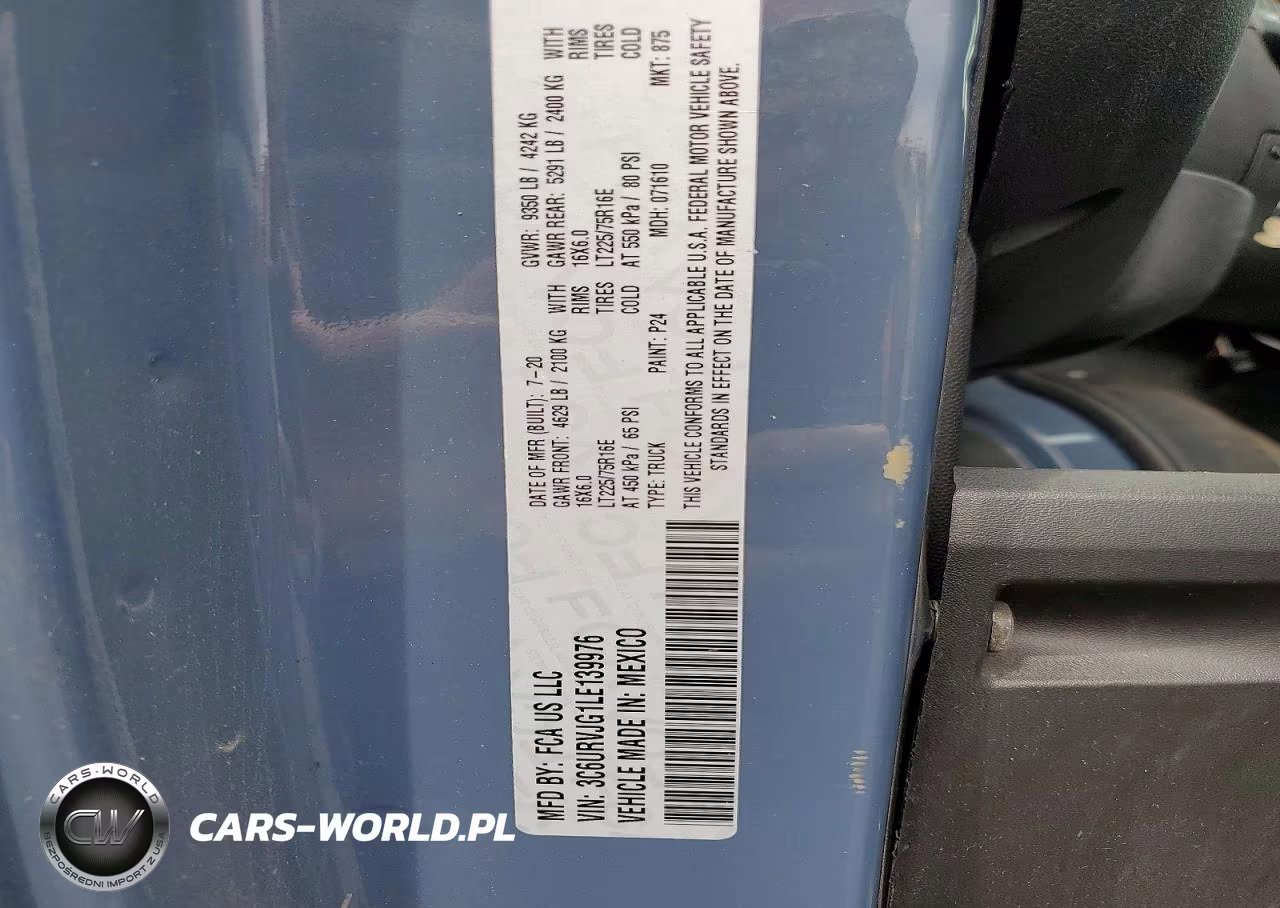2020 Ram Promaster 3500 Delivery Van VIN:3C6URVJG1LE139976 - 13