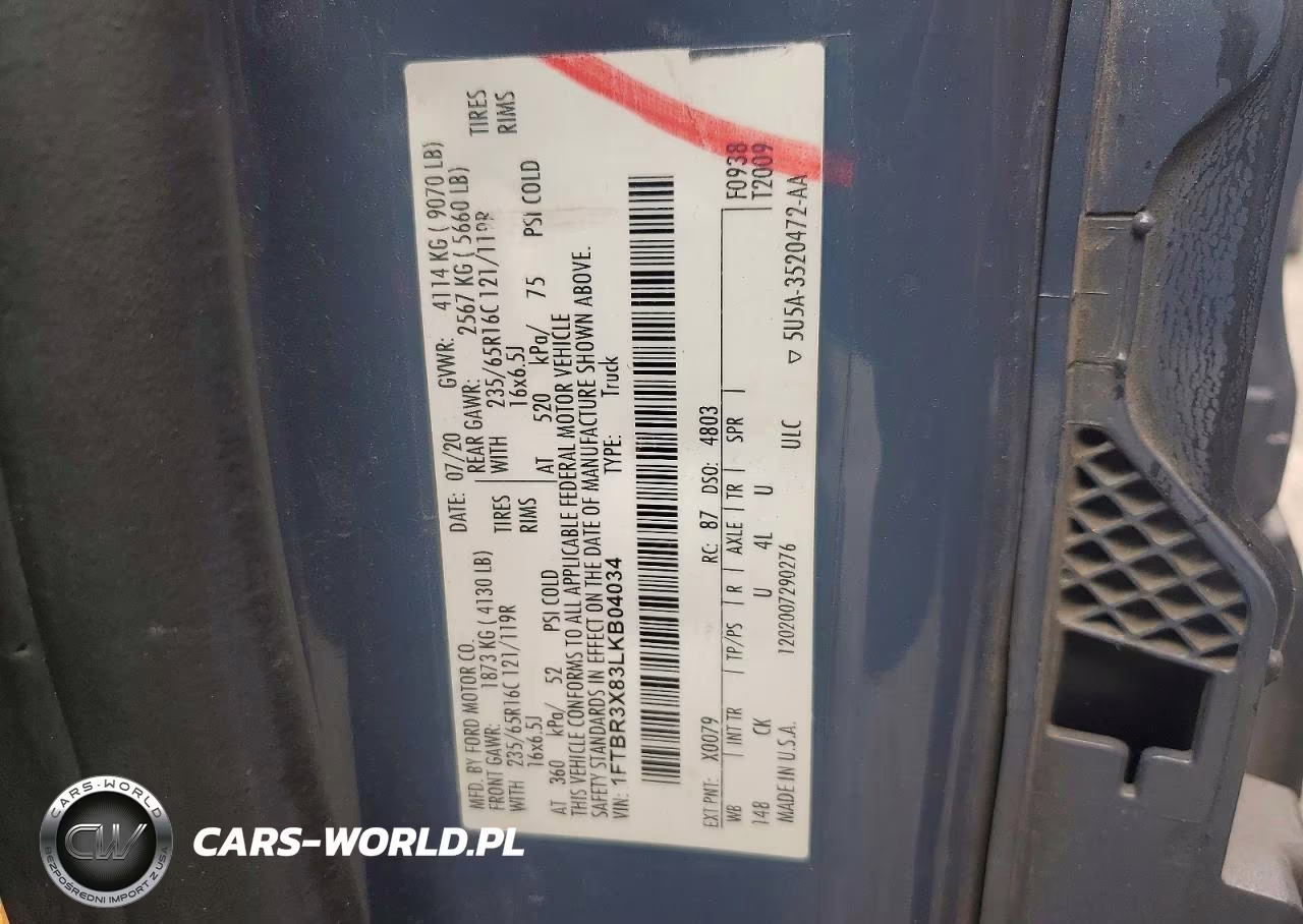 2020 Ford Transit 250 Delivery Van VIN:1FTBR3X83LKB04034 - 13