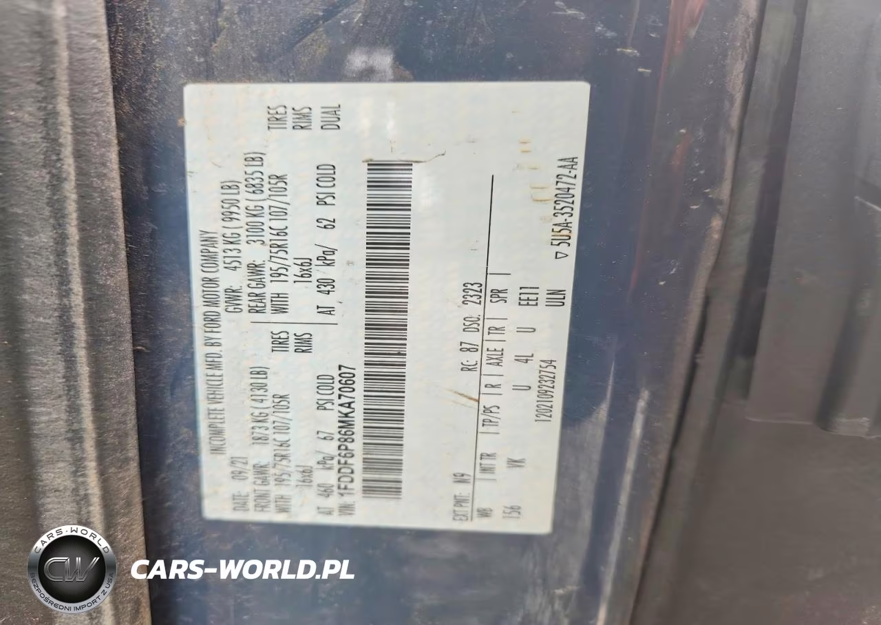 2021 Ford Transit Delivery Truck VIN:1FDDF6P86MKA70607 - 13