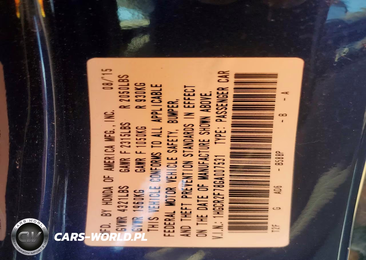 2016 Honda Accord Ex VIN:1HGCR2F78GA007531 - 12