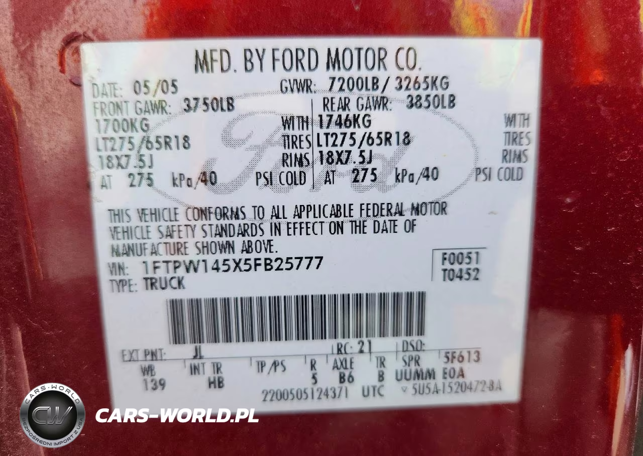 2005 Ford F150 Supercrew VIN:1FTPW145X5FB25777 - 12