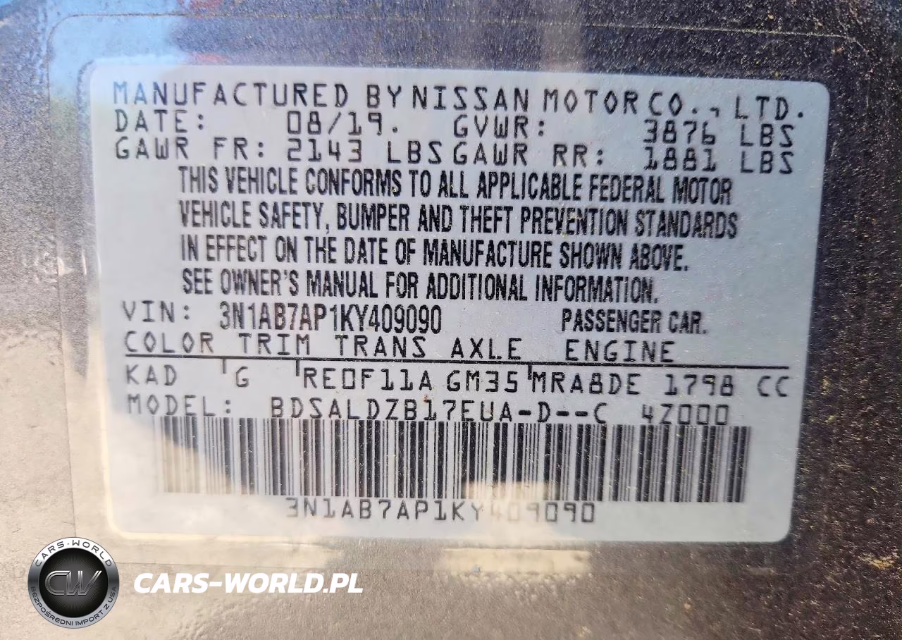 2019 Nissan Sentra Sv VIN:3N1AB7AP1KY409090 - 13