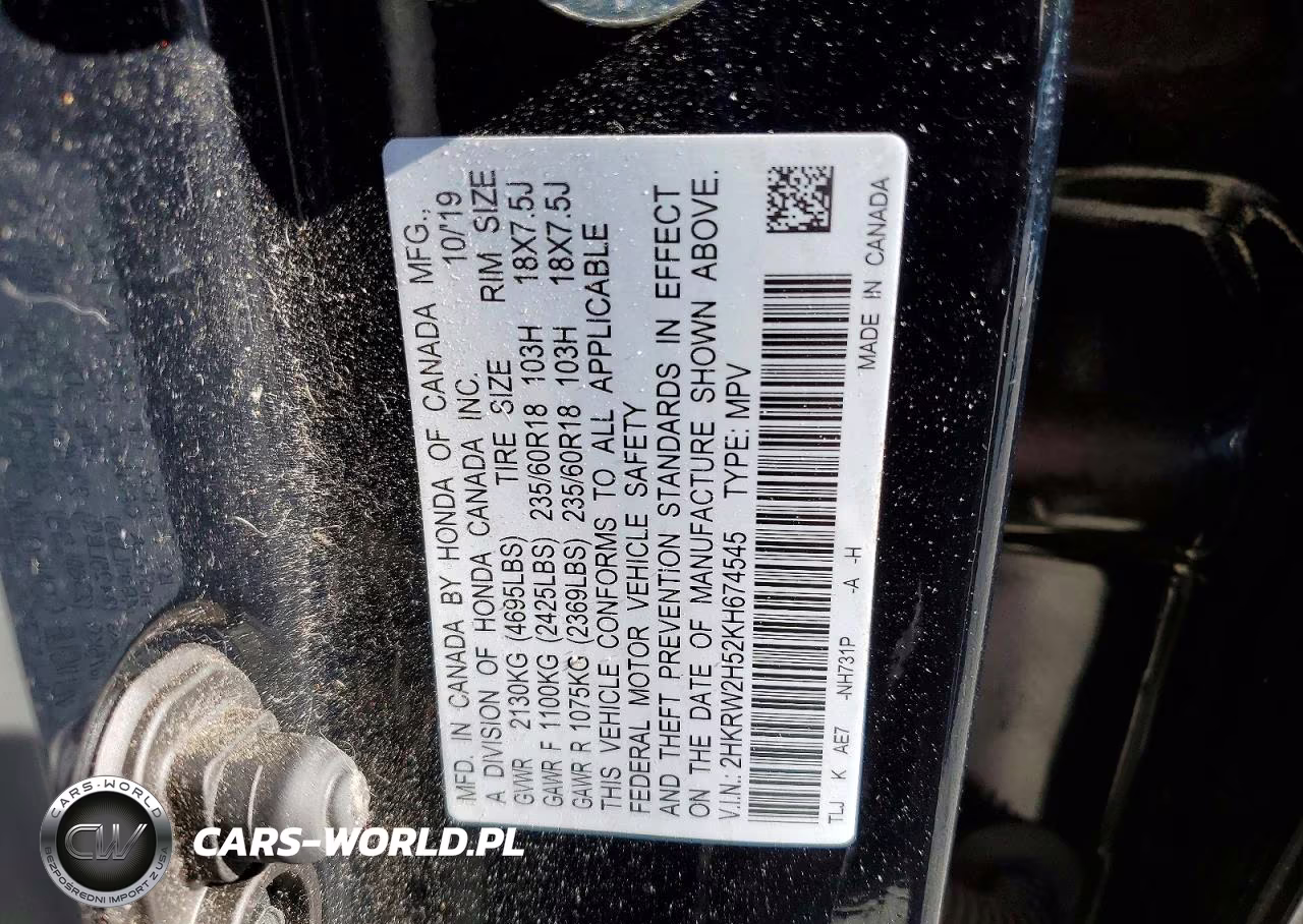 2019 Honda Cr-V Ex VIN:2HKRW2H52KH674545 - 12
