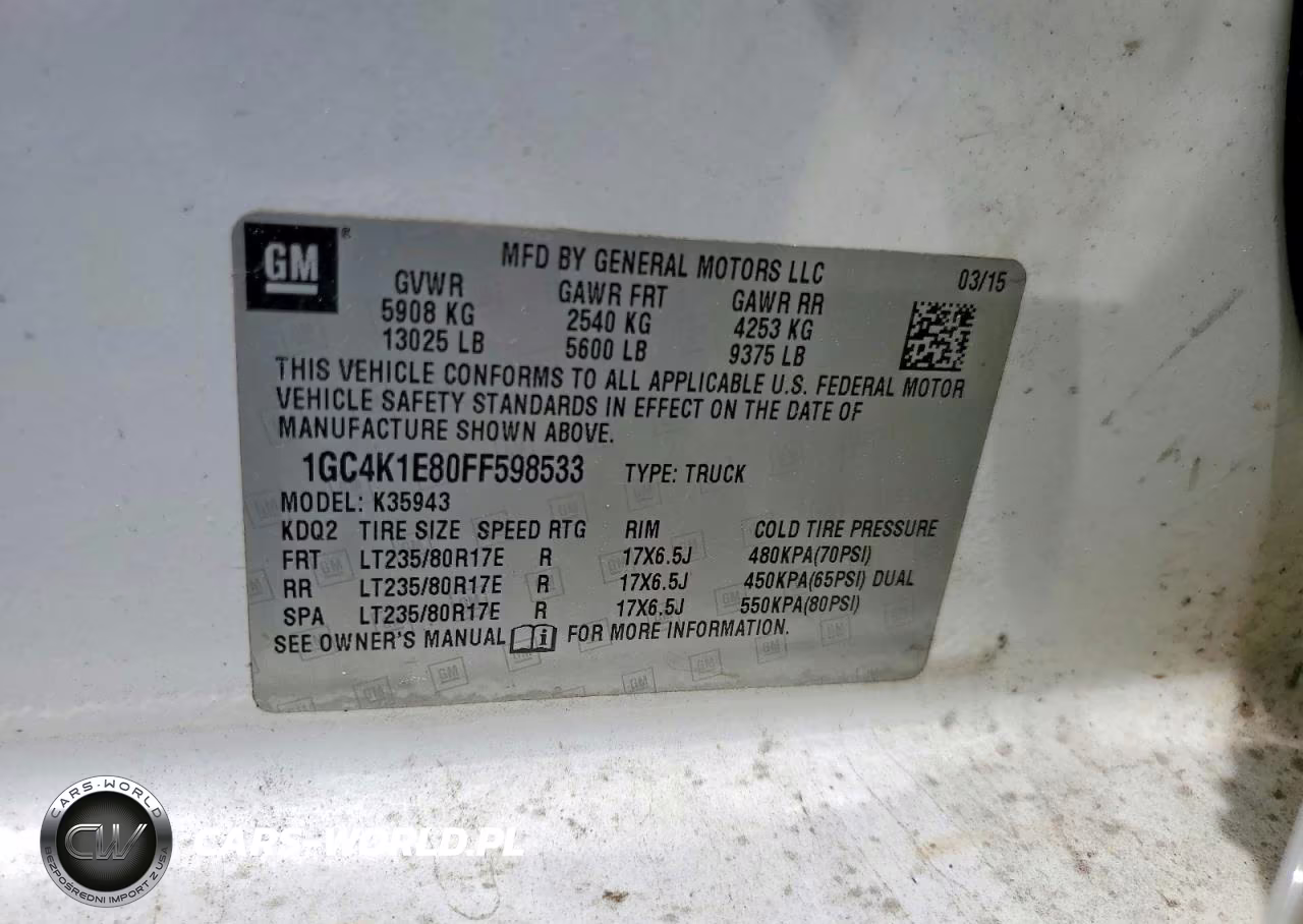 2015 Chev Silverado 3500Hd VIN:1GC4K1E80FF598533 - 12