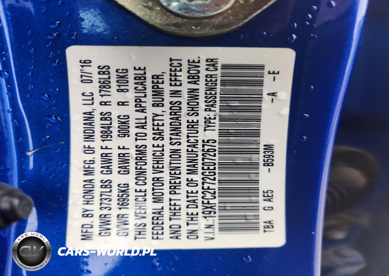 2016 Honda Civic Ex VIN:19XFC2F72GE072675 - 12
