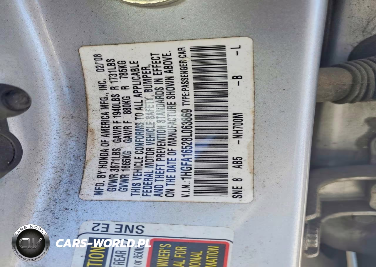 2008 Honda Civic Lx VIN:1HGFA16528L063869 - 12