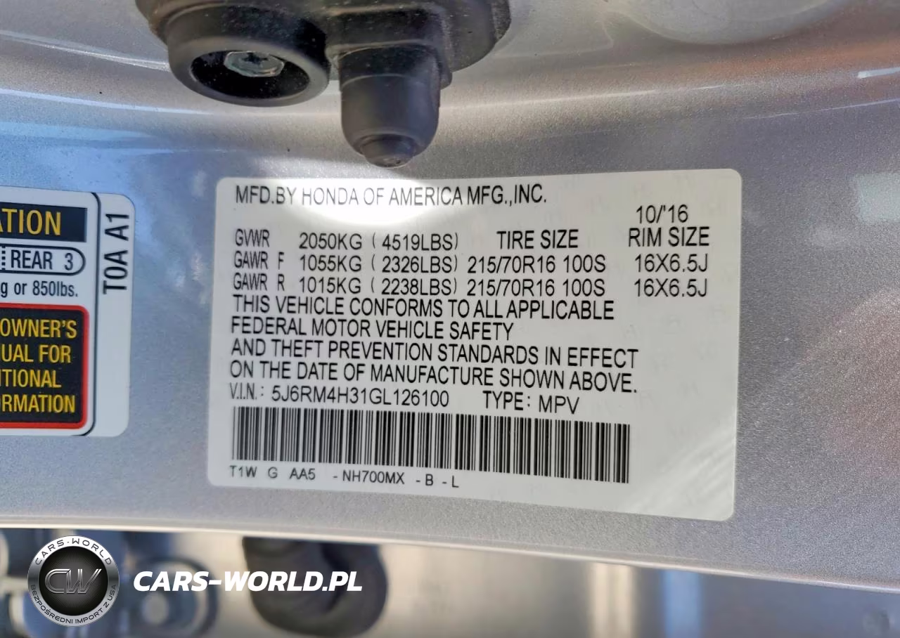2016 Honda Cr-V Lx VIN:5J6RM4H31GL126100 - 12